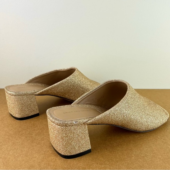 NEW DRIES VAN NOTEN GOLD GLITTER MULE SANDALS - Picture 4 of 13